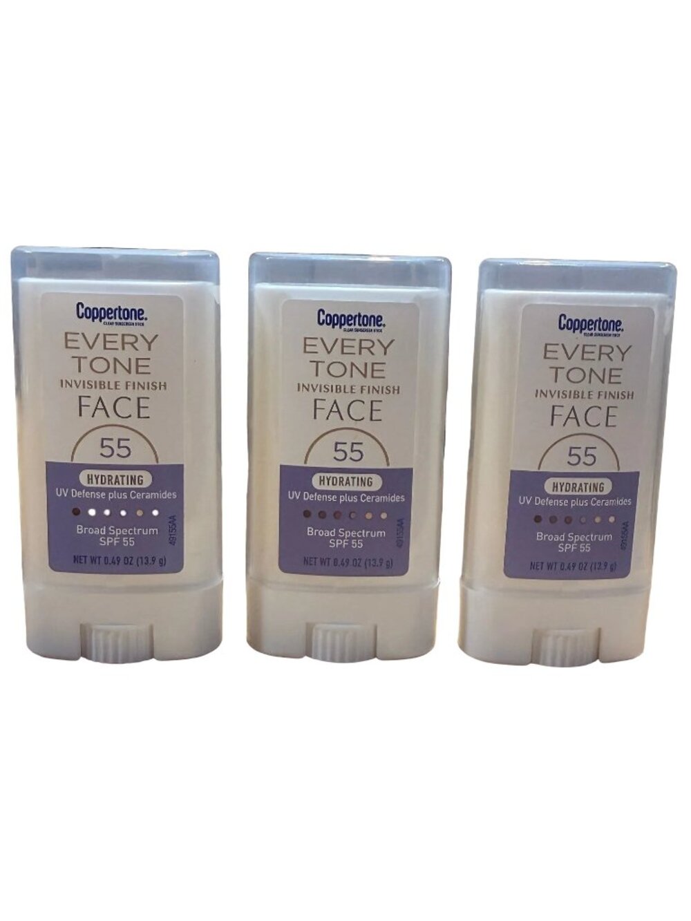 3 pack Coppertone Every Tone Invisible Finish FACE SPF 55+ - Picture 1 of 1